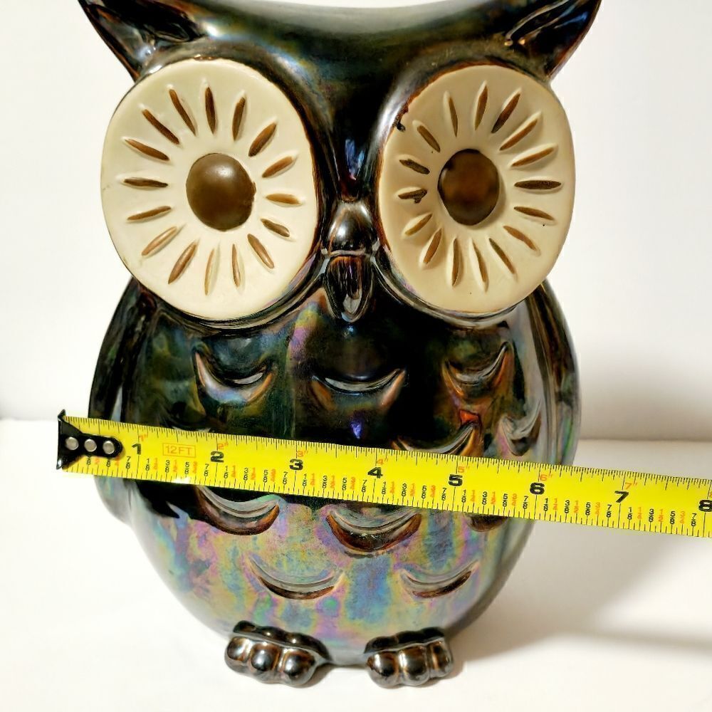 Ceramic irradescent owl decor - Picture 7 of 7
